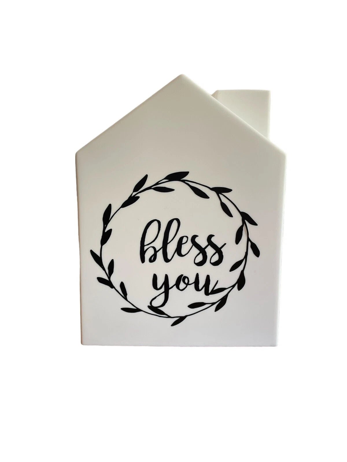 "Bless You" Casa Tissue Box Cover House Square Tissue Box Holder White Plastic | eBay