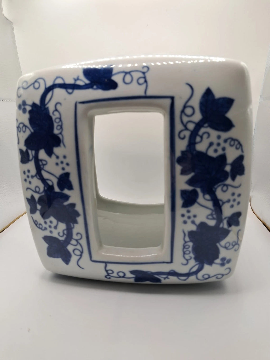 Blue White Grape Vine Leaves Heavy Ceramic Bathroom Tissue Holder 6 1/4" Square | eBay