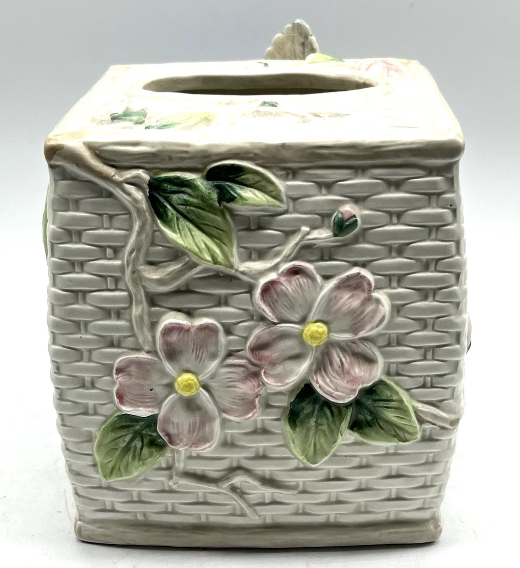Vtg 1990 Fitz & Floyd Ceramic 3D Blue Bird Pink Dogwood Tissue Box Cover HTF | eBay