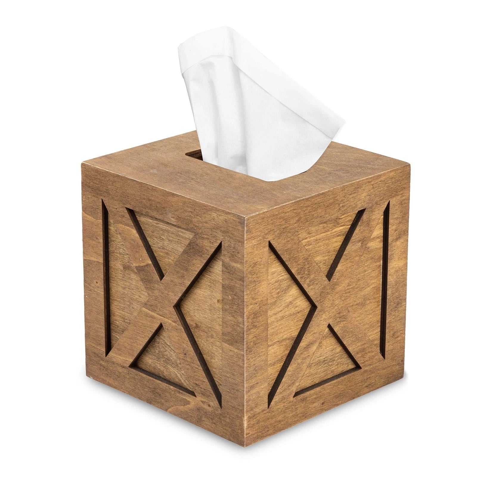 Ilyapa Wood Tissue Box Cover Farmhouse X Patterned- Rustic White Wood Holder | eBay
