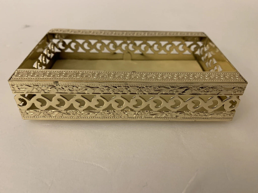 VTG Tissue Holder Box Small Gold Filigree Metal POCKET Vanity Hollywood Regency | eBay