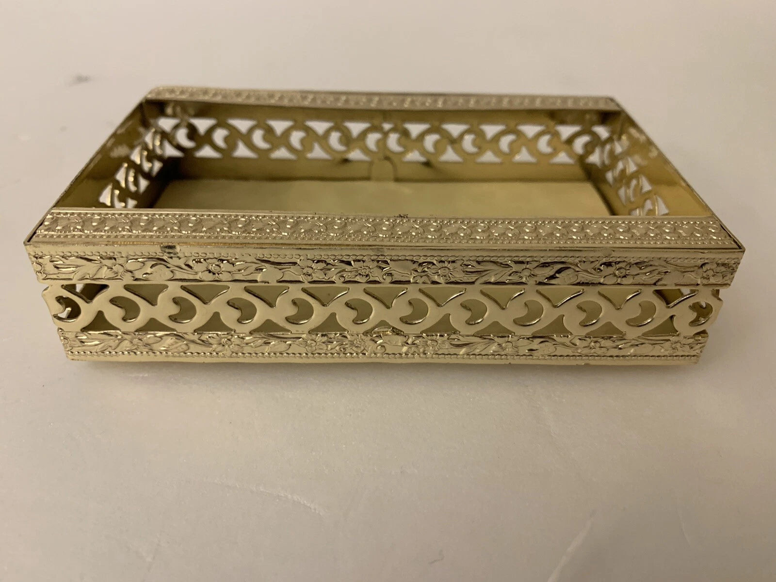 VTG Tissue Holder Box Small Gold Filigree Metal POCKET Vanity Hollywood Regency | eBay