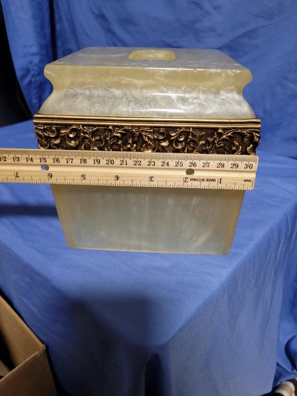 Wamsutta Adagio Faux Marble & Brass Tissue Box Cover EUC | eBay