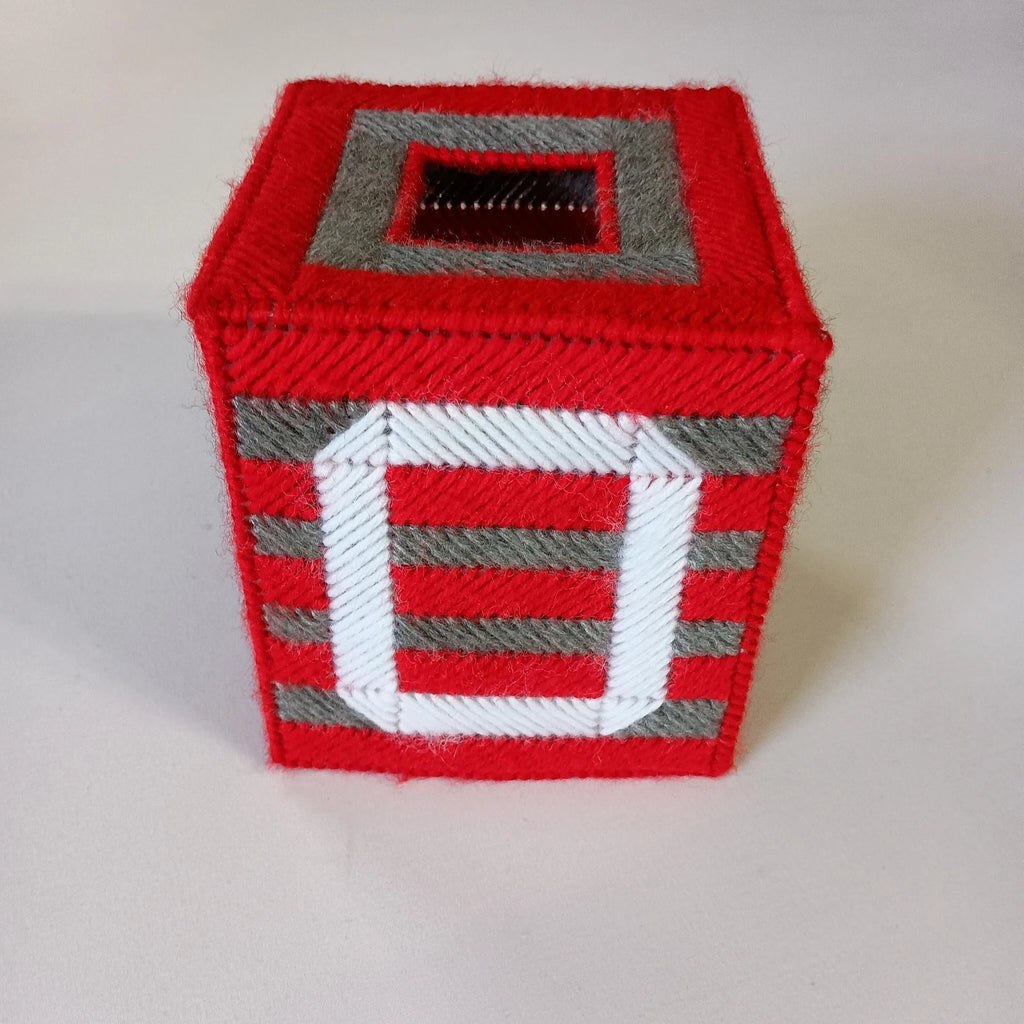Vintage Needlepoint Kleenex Tissue Box Cover Scarlett And Gray White Block O | eBay