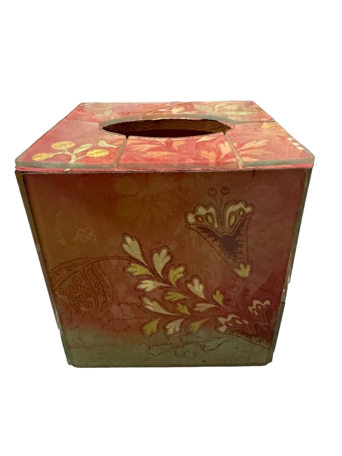 Acrylic Wood Floral Mosaic Decoupage Tissue Box Cover | eBay