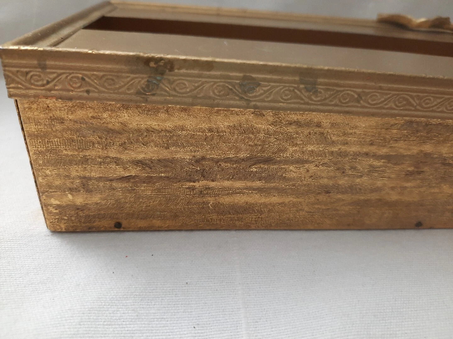 Vintage Antiqued Gold Tone Metal Rectangular Tissue Box Cover 2 Pc w/ Ribbon Bow | eBay