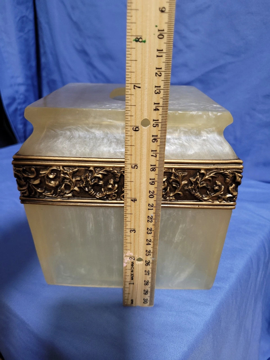Wamsutta Adagio Faux Marble & Brass Tissue Box Cover EUC | eBay