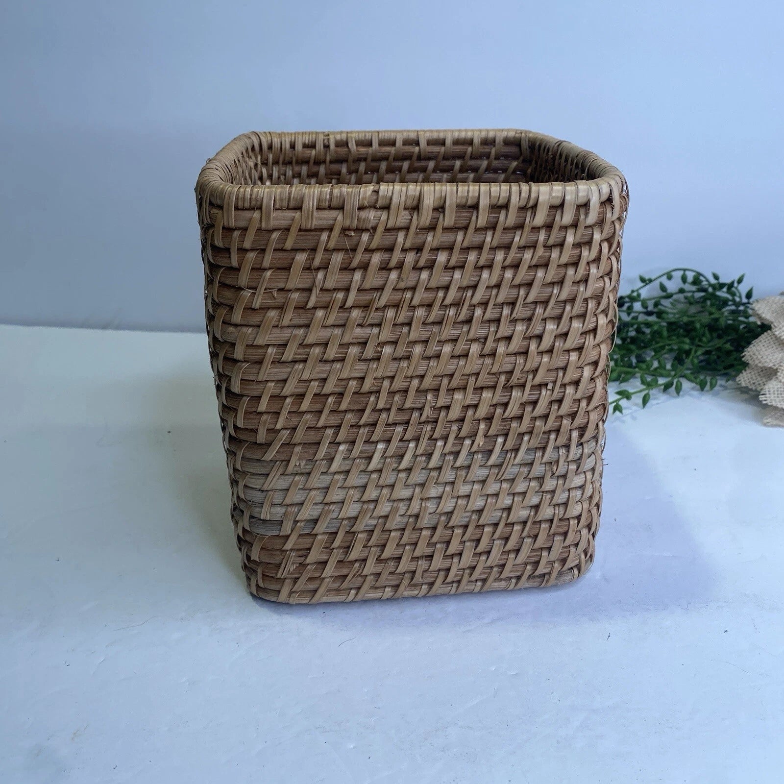 Vintage Wicker Rattan Tissue Box Cover Natural Tan Colorway Beach Vibes | eBay