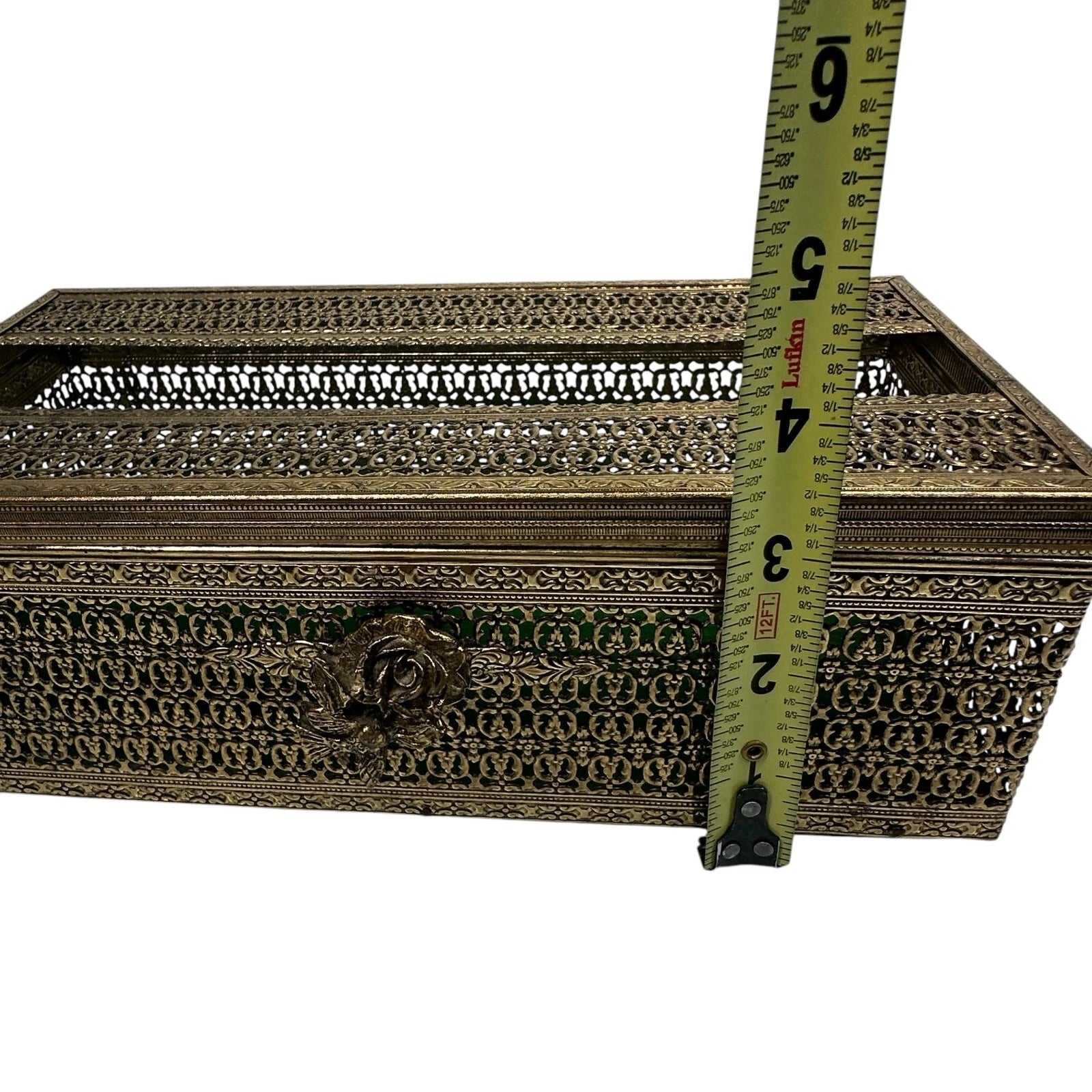 Vintage MCM Hollywood Regency Gold Tone Rose Bird Metal Tissue Box Cover | eBay