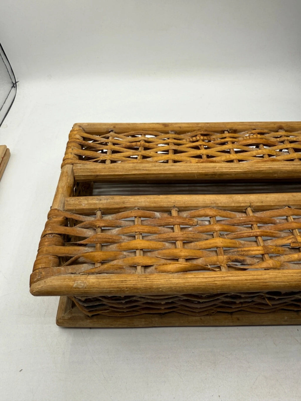 Vintage Wicker Tissue Box Cover Woven Rectangular Made In Philippines | eBay