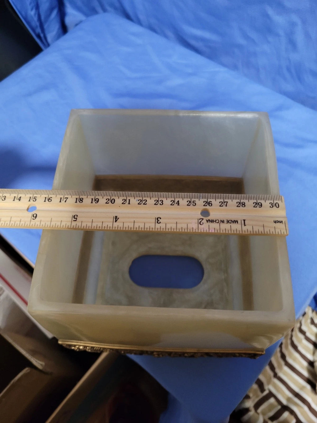 Wamsutta Adagio Faux Marble & Brass Tissue Box Cover EUC | eBay