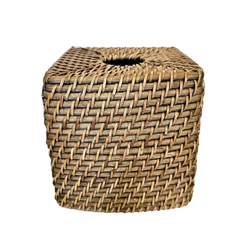 Vintage Wicker Rattan Wood Tissue Box Cover Holder Tropical Coastal Boho Square | eBay