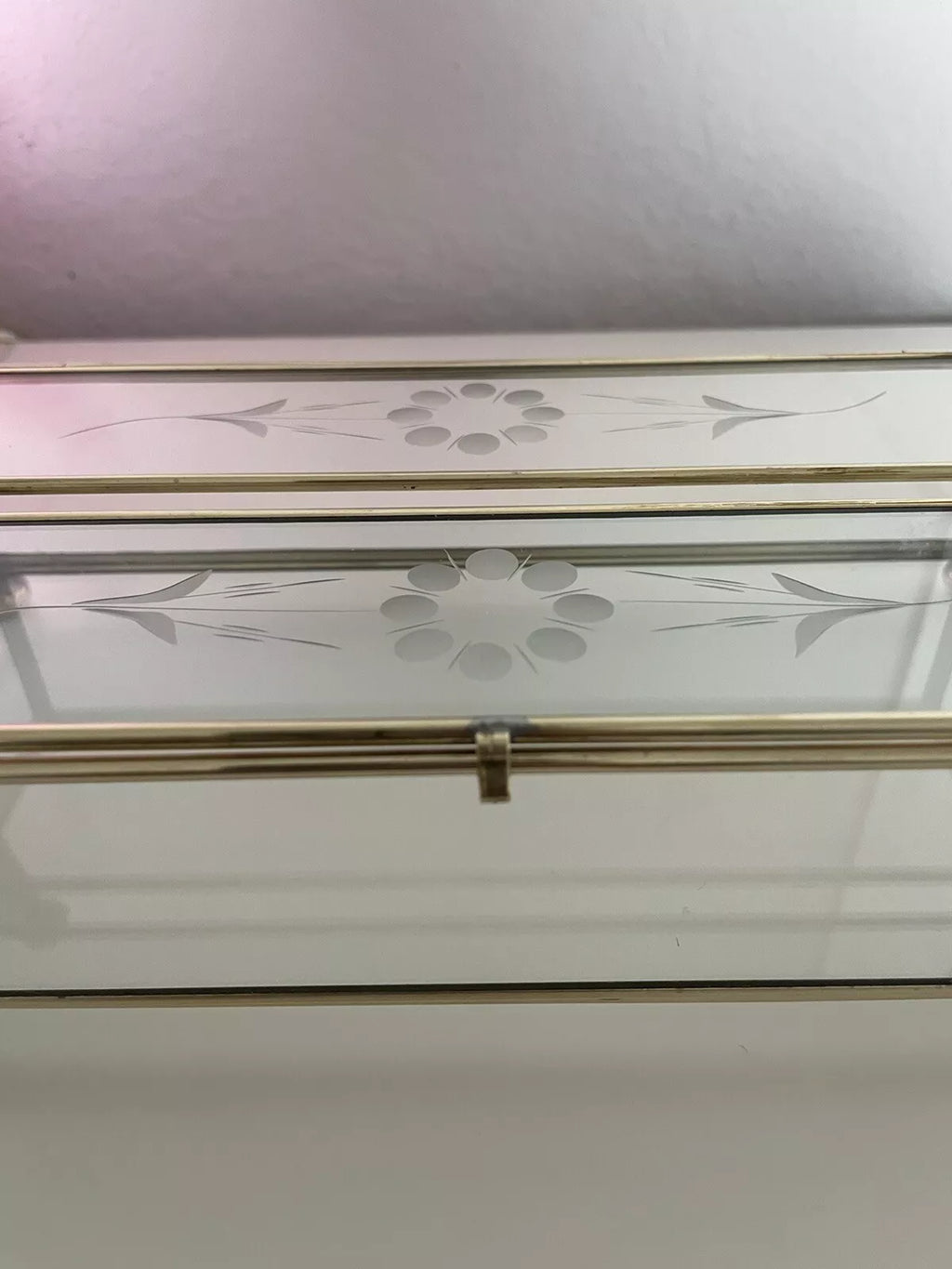 Vintage Etched Glass Brass Hinged Footed Tissue Box. Mid Century Boho | eBay