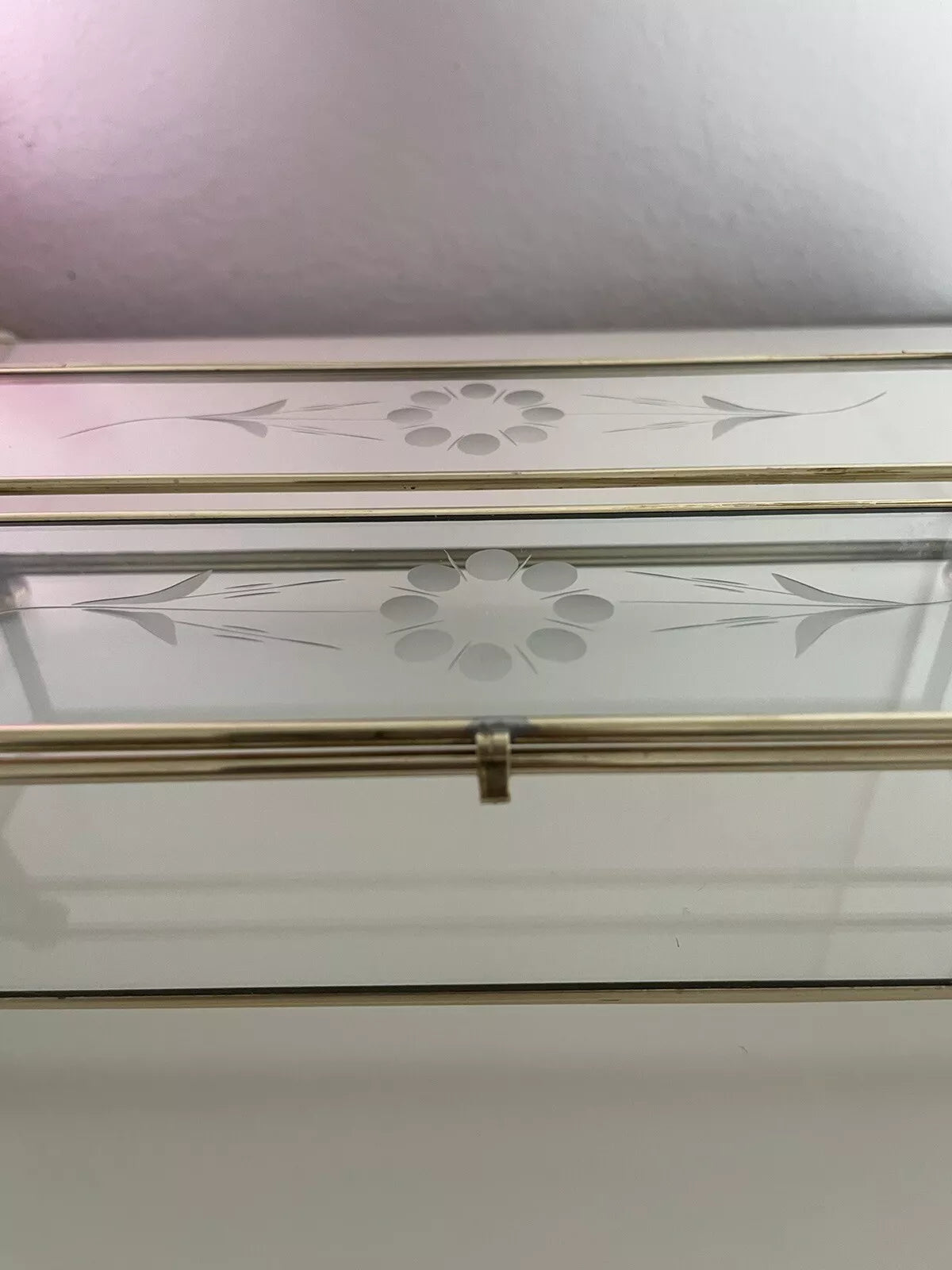 Vintage Etched Glass Brass Hinged Footed Tissue Box. Mid Century Boho | eBay