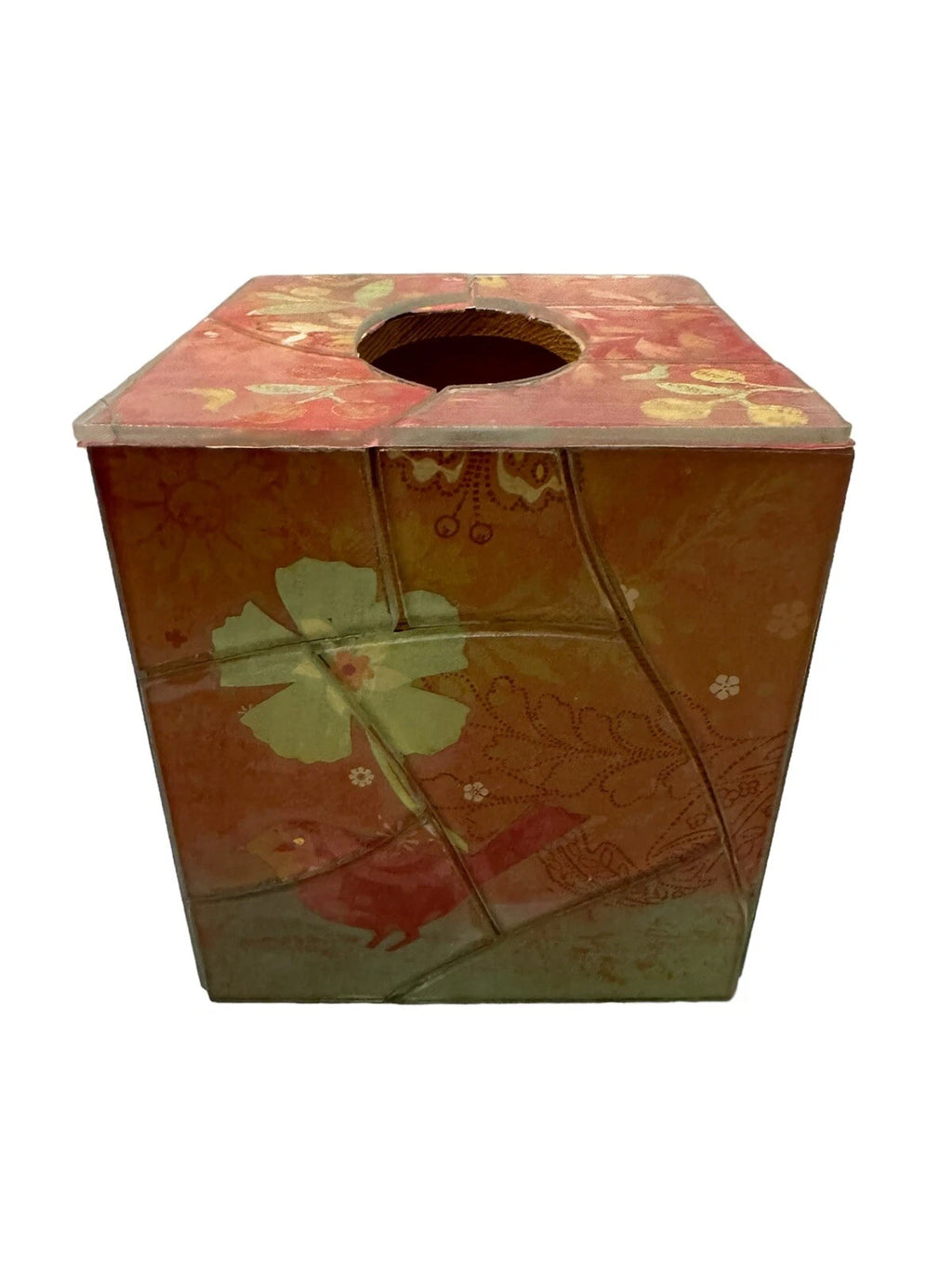 Acrylic Wood Floral Mosaic Decoupage Tissue Box Cover | eBay