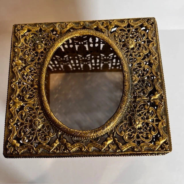 VTG Hollywood Regency Ornate Flower Tissue Box Holder Floral Gold Metal MCM | eBay