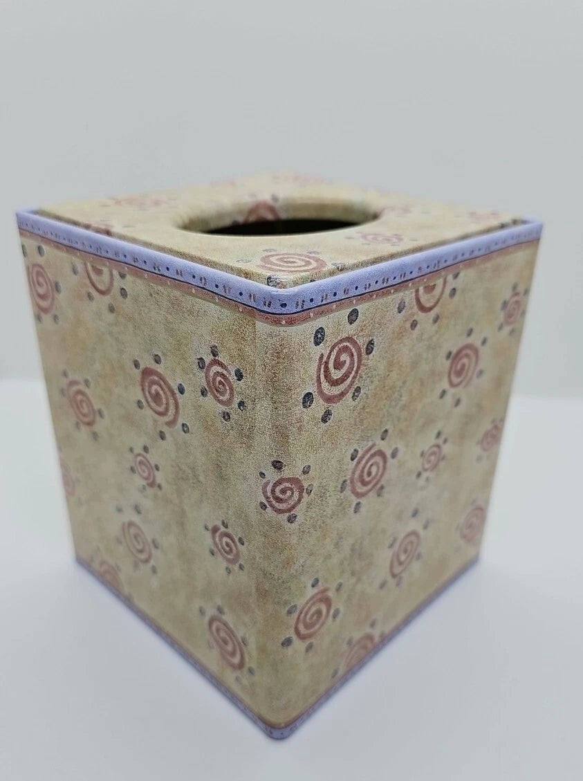Sue Zipkin Tin Metal Tissue Box Cover Pastel Swirls Purple Pinks | eBay