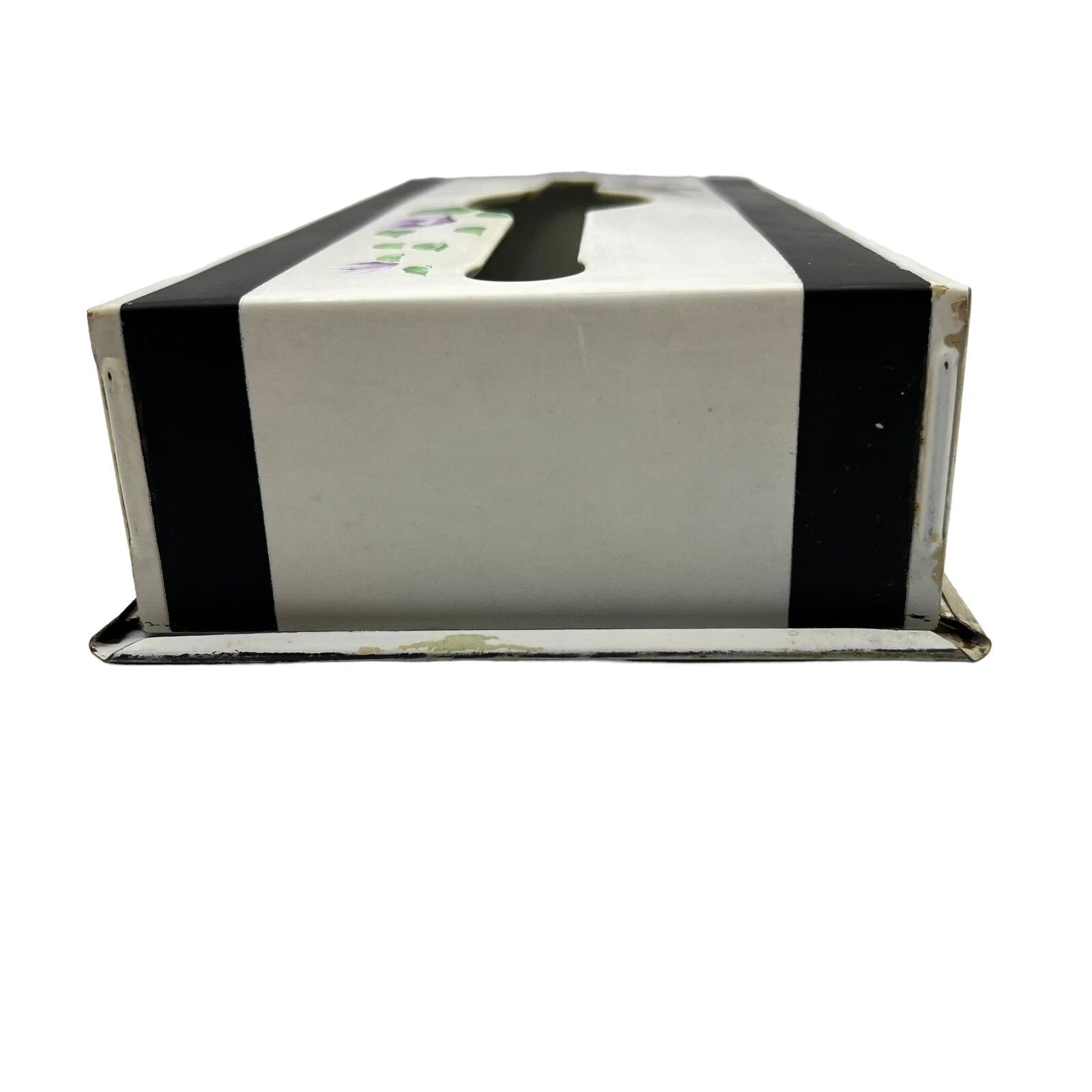 Vintage Metal Long Tissue Box Beige Floral Hand Painted Wall Mount Counter MCM | eBay