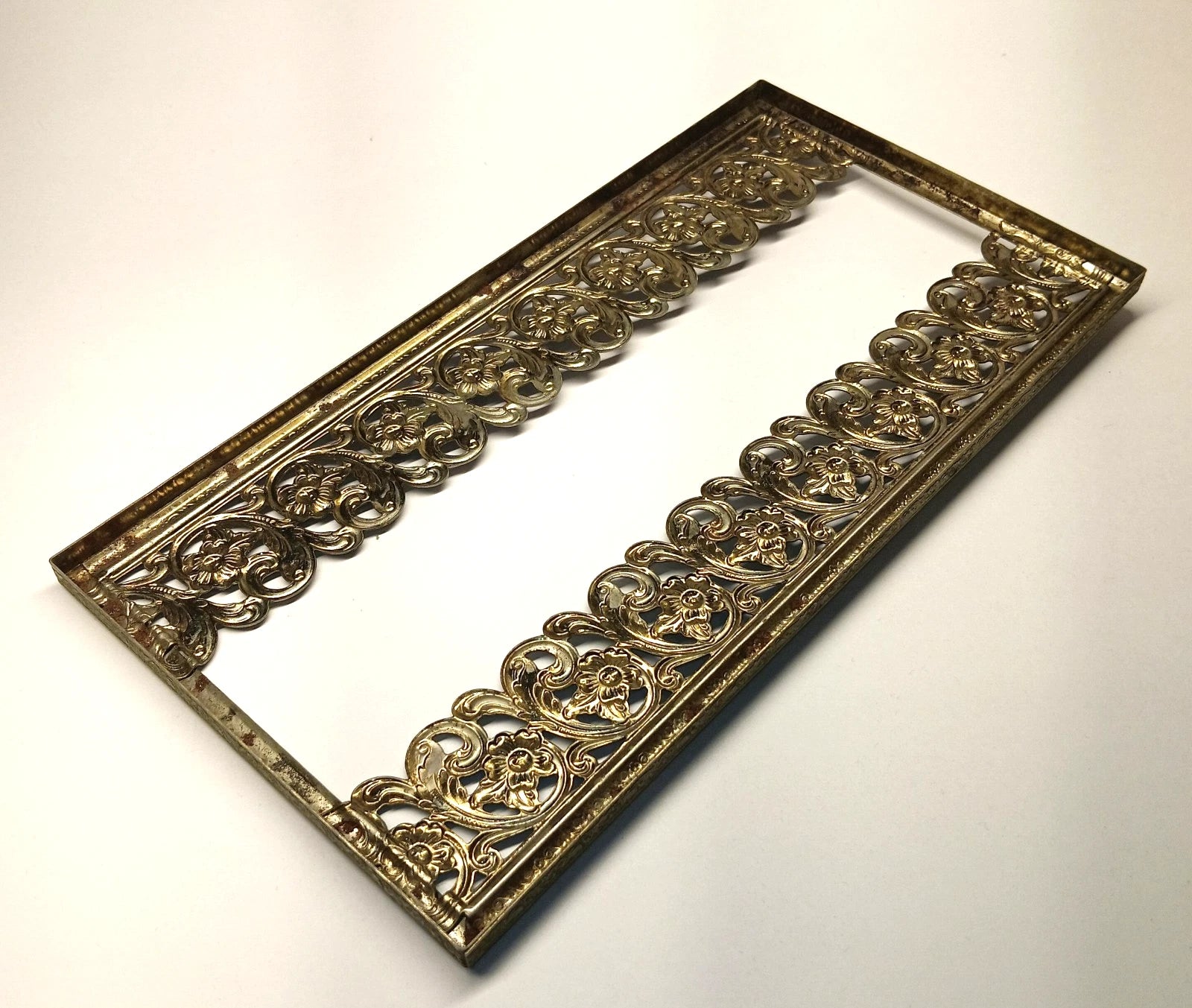 Vintage Gold Colored Metal Tissue Box Flower Rose MCM | eBay