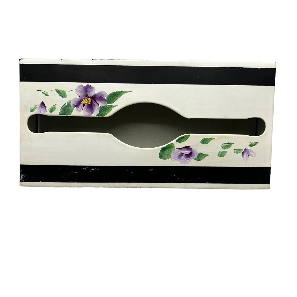 Vintage Metal Long Tissue Box Beige Floral Hand Painted Wall Mount Counter MCM | eBay