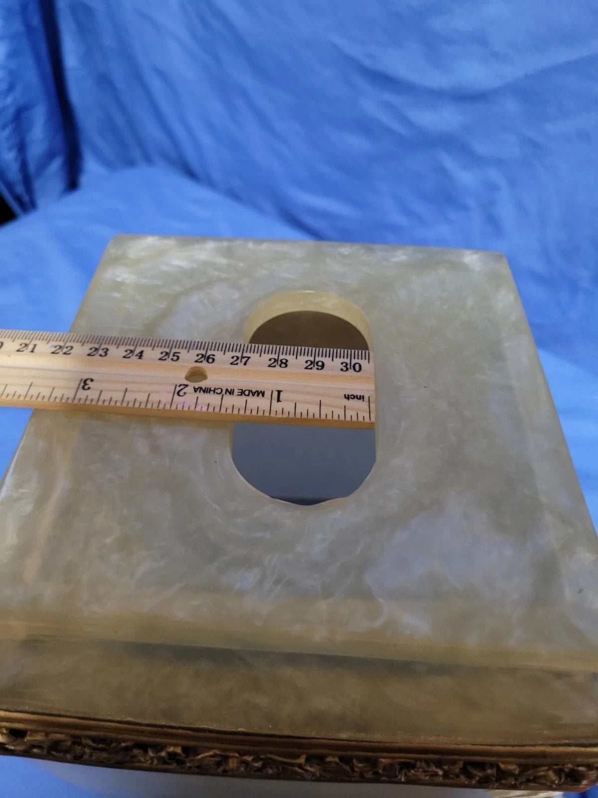 Wamsutta Adagio Faux Marble & Brass Tissue Box Cover EUC | eBay