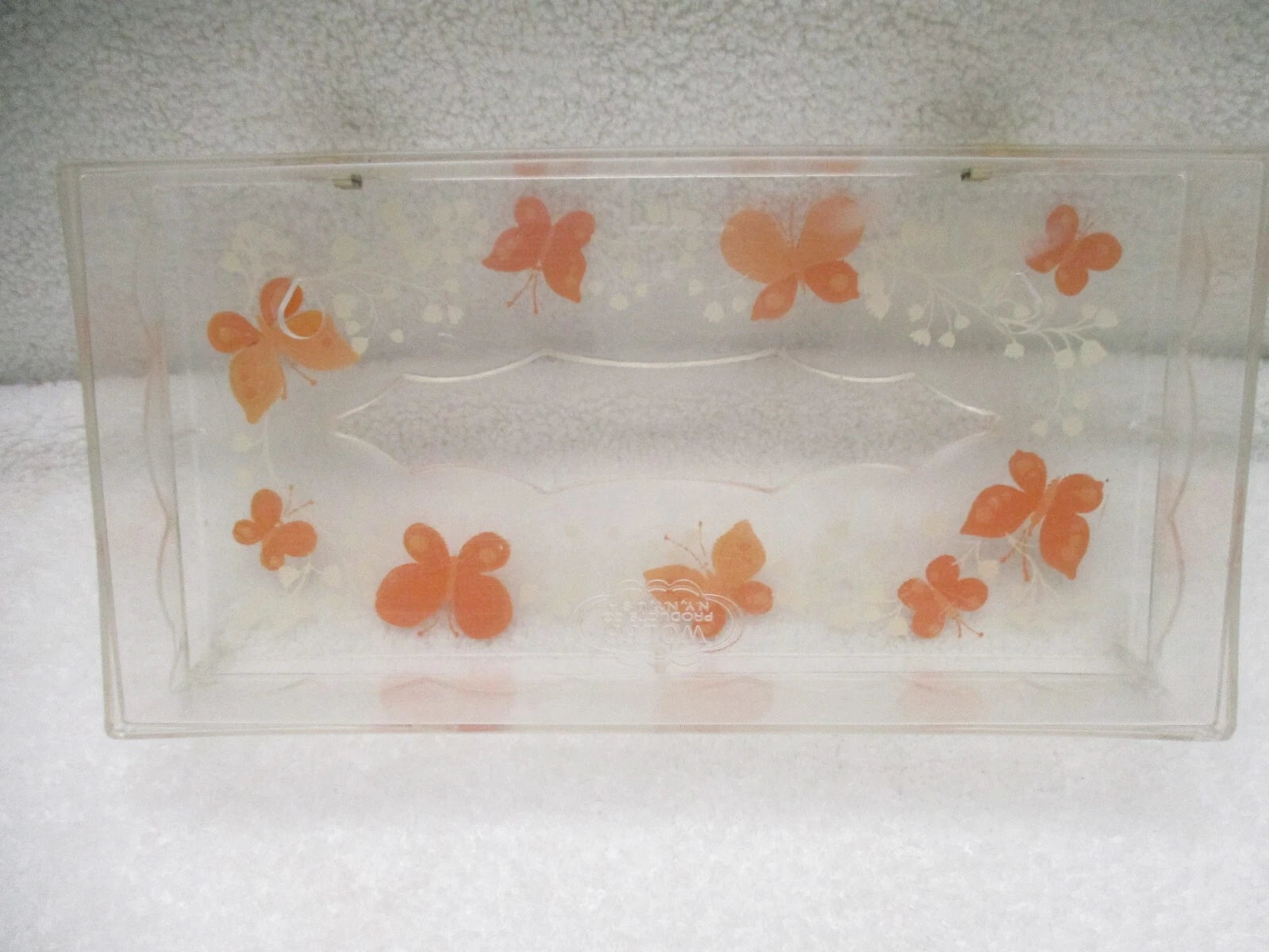 VTG MCM Wolff Clear Acrylic Butterfly Tissue Box Holder Hinged Lid Orange Yellow | eBay