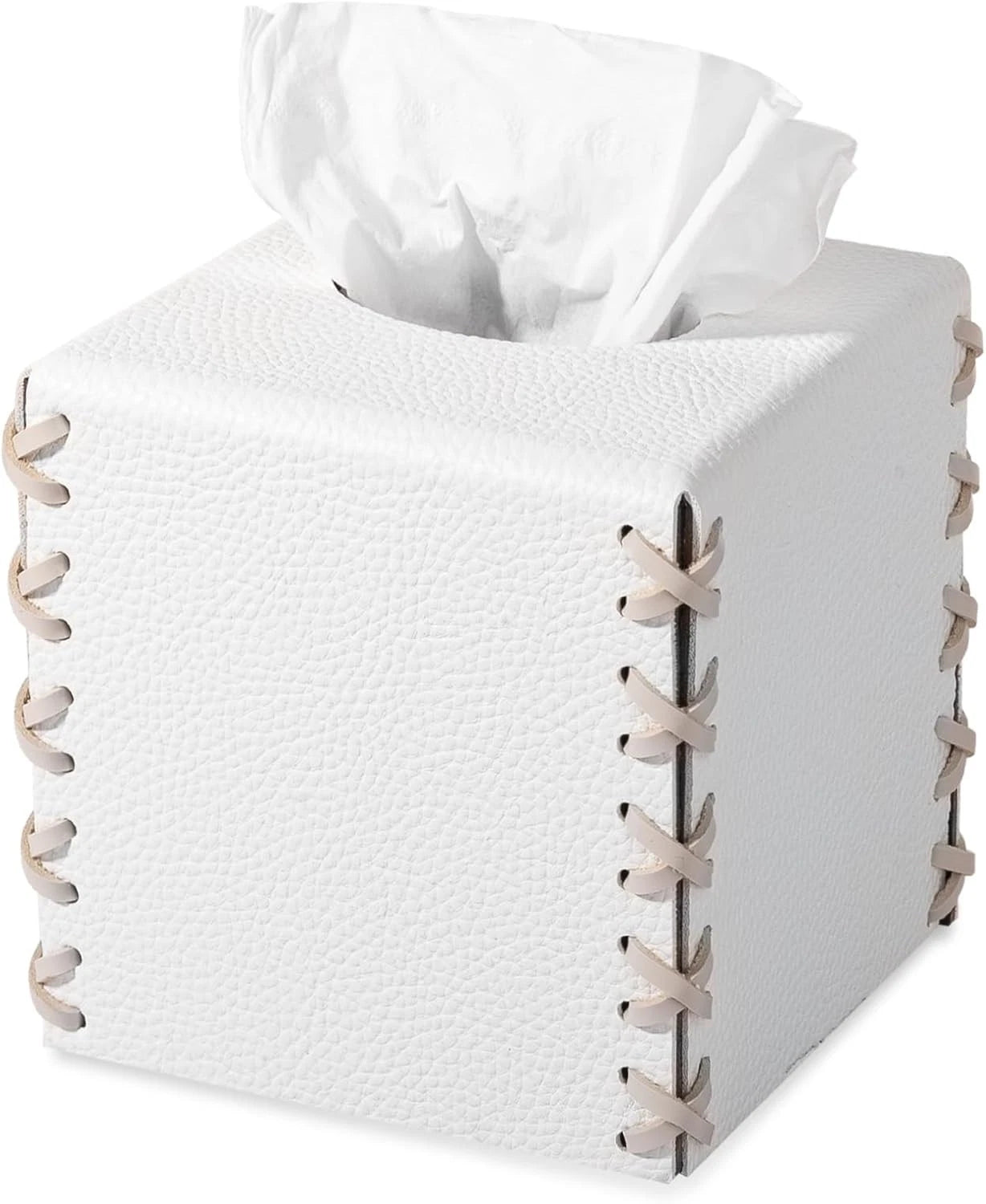 Tissue Box Cover PU Leather Holder Square Decorative Square, White | eBay