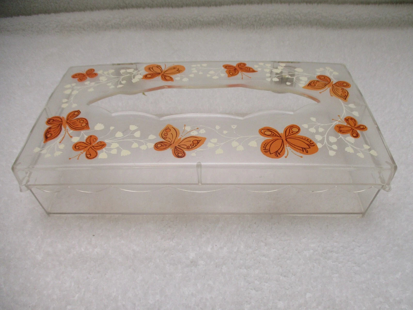 VTG MCM Wolff Clear Acrylic Butterfly Tissue Box Holder Hinged Lid Orange Yellow | eBay