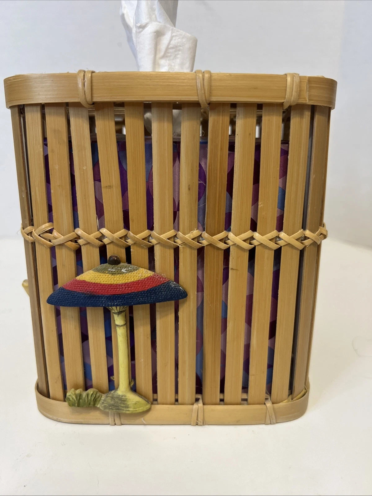 VTG 6" Bamboo Cane Wood Tissue Cube Box Cover Holder Tiki Tropical Beach | eBay