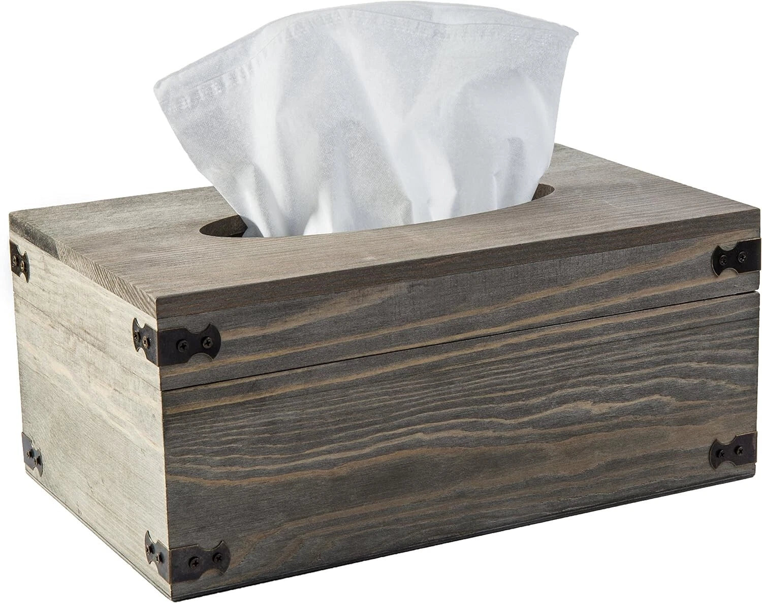 Bathroom Gray Wood Tissue Box Holder with Hinged Lid, Facial Tissue Box Holder | eBay
