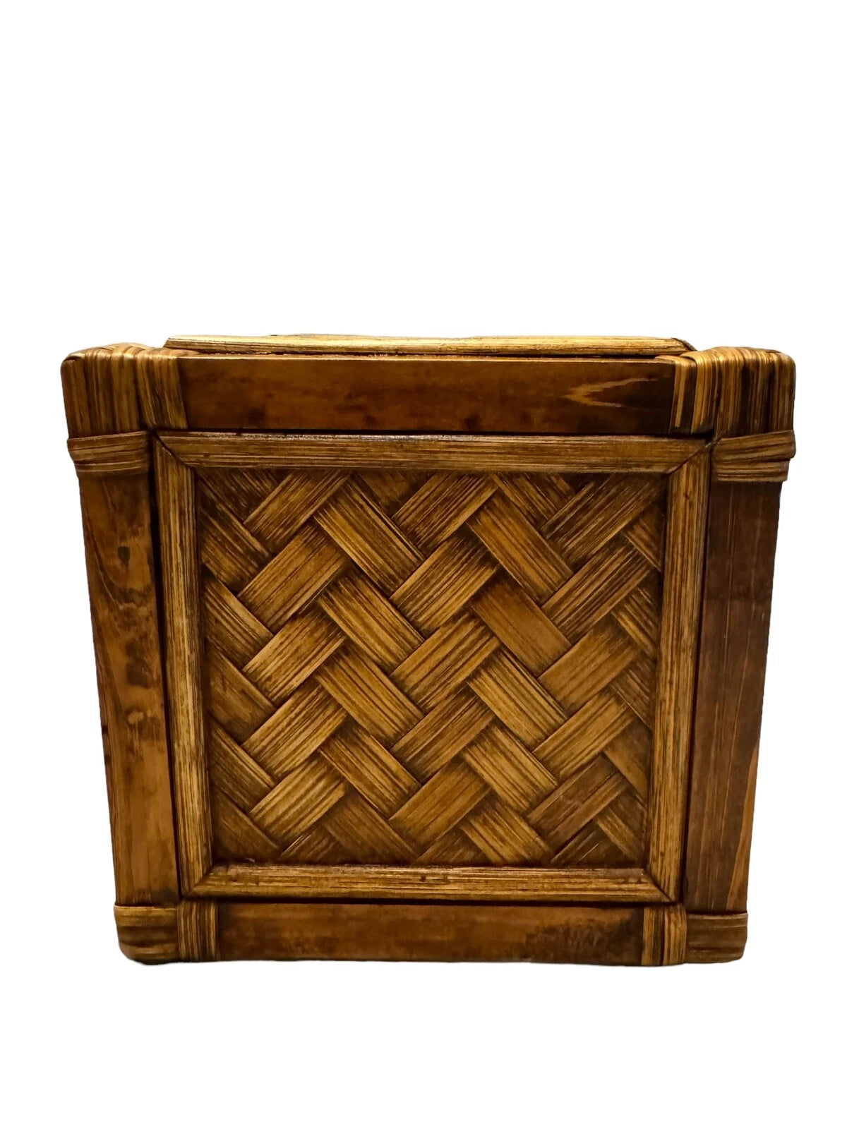 Wood Rattan Weave Tissue Box Cover Boho Coastal Beach￼ | eBay