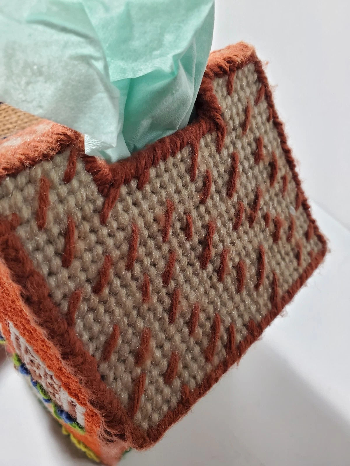 Vtg Knitted House Tissue Box Cover & Knitted Vintage Car Handmade Multicolor | eBay