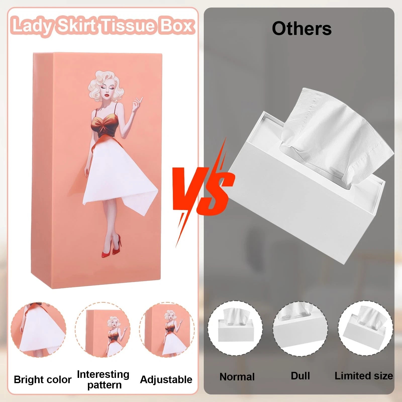 Pulling Skirt Tissue Box, Creative Tissue Boxes Holder, Pink Fun Lady Skirt T... | eBay