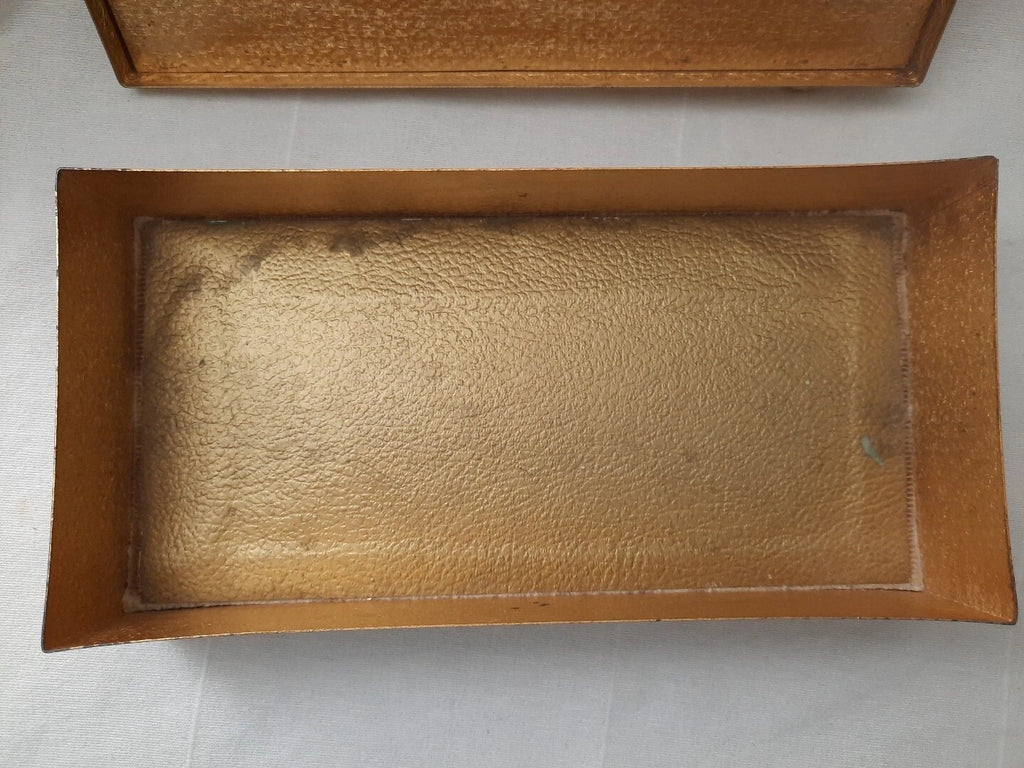 Vintage Antiqued Gold Tone Metal Rectangular Tissue Box Cover 2 Pc w/ Ribbon Bow | eBay