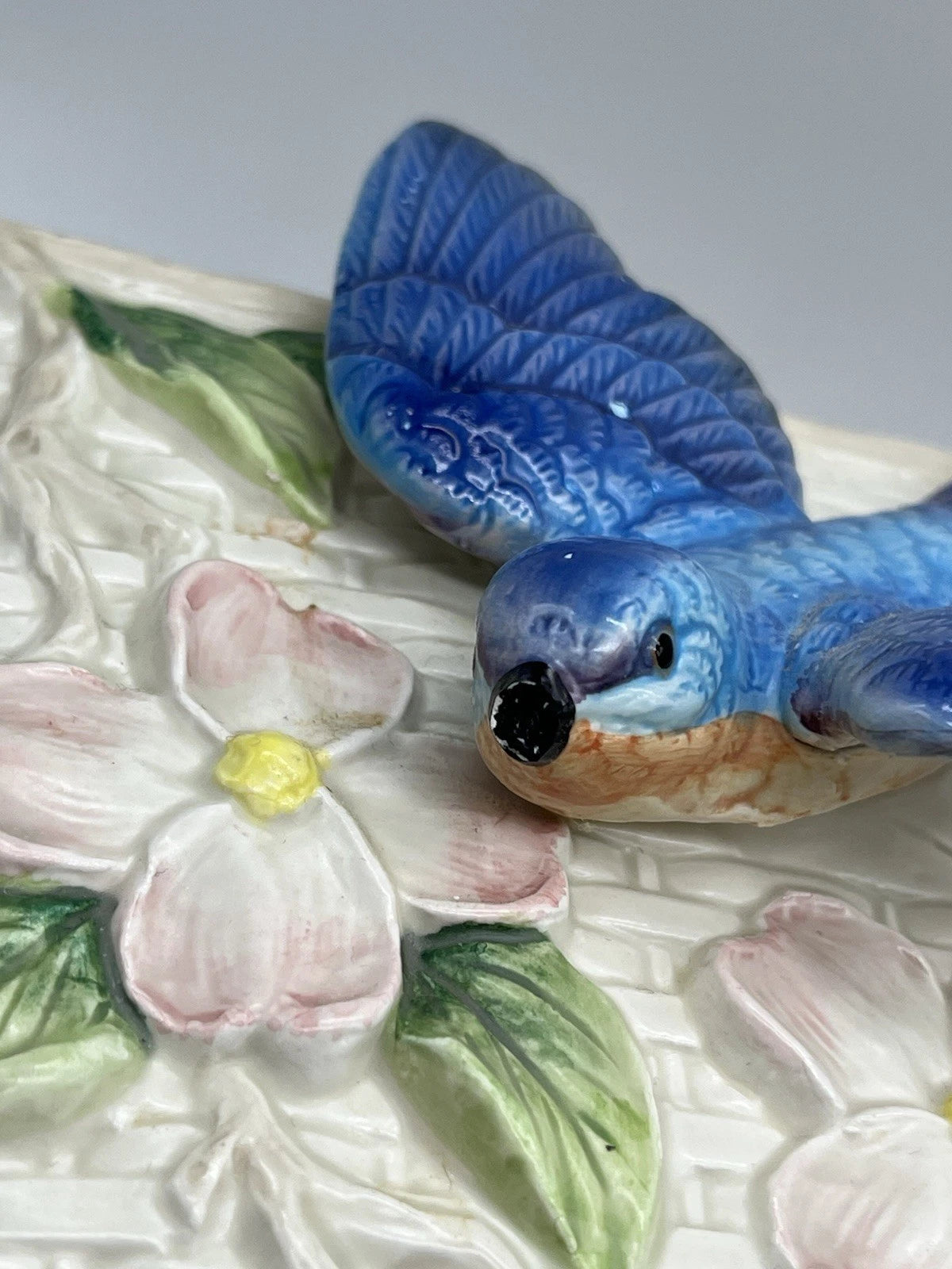Vtg 1990 Fitz & Floyd Ceramic 3D Blue Bird Pink Dogwood Tissue Box Cover HTF | eBay