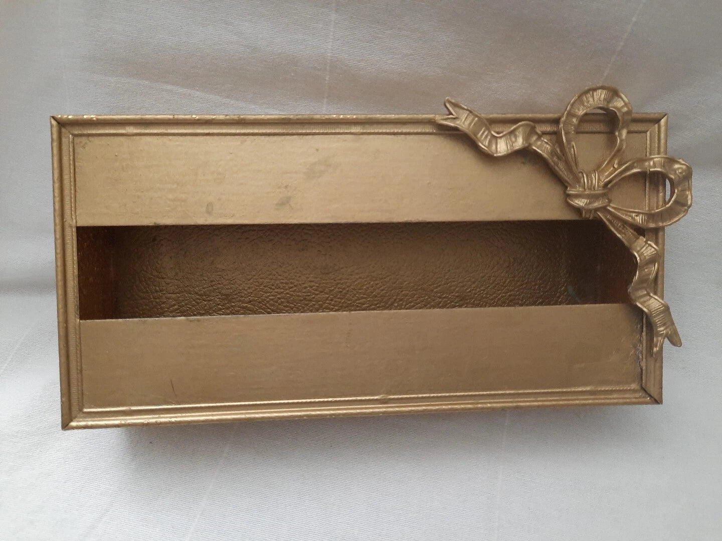 Vintage Antiqued Gold Tone Metal Rectangular Tissue Box Cover 2 Pc w/ Ribbon Bow | eBay