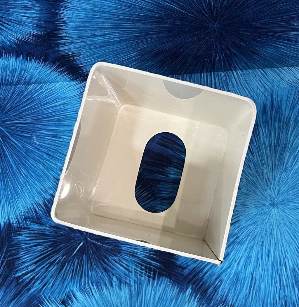 Vintage Plastic Retro Blue and White Square Tissue Box Cover | eBay