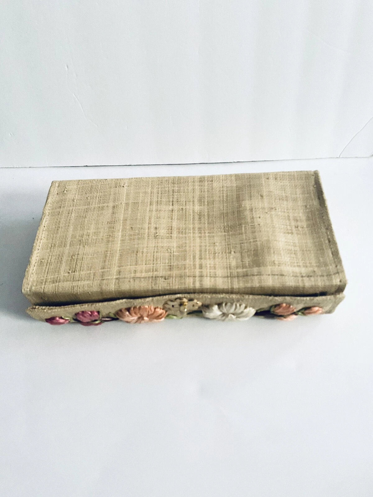 Straw Tissue Box Cover / Dispenser With Colorful Floral Embellishments Vintage | eBay