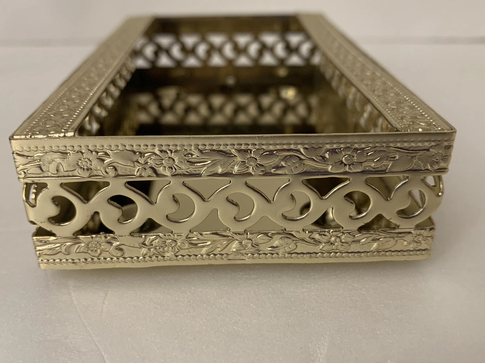 VTG Tissue Holder Box Small Gold Filigree Metal POCKET Vanity Hollywood Regency | eBay