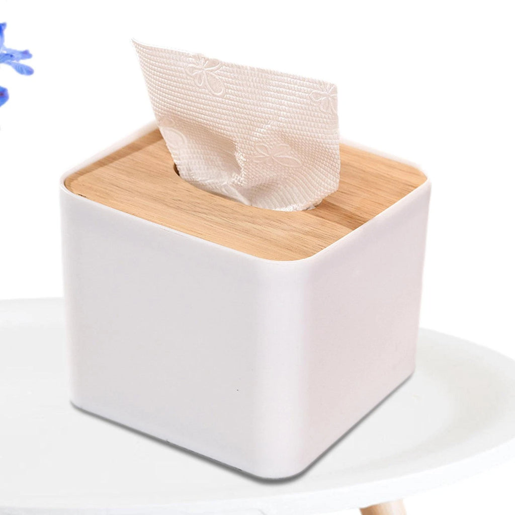 2pcs White Square Tissue Box Storage Case Smooth Wood Cover Facial Tissue | eBay