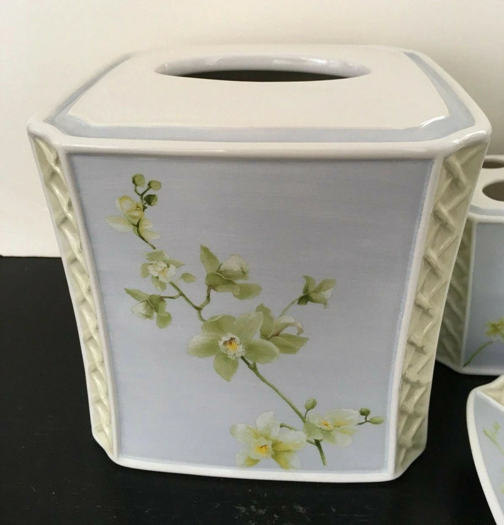 SIMPLY ORCHID ~ TISSUE BOX COVER serene gray blue FLORAL ~ Charter Club NEW | eBay