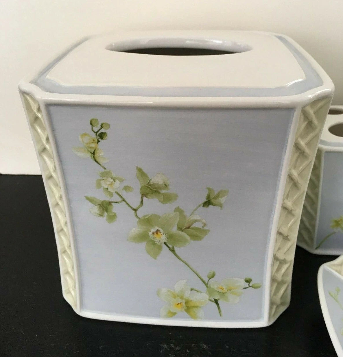 SIMPLY ORCHID ~ TISSUE BOX COVER serene gray blue FLORAL ~ Charter Club NEW | eBay