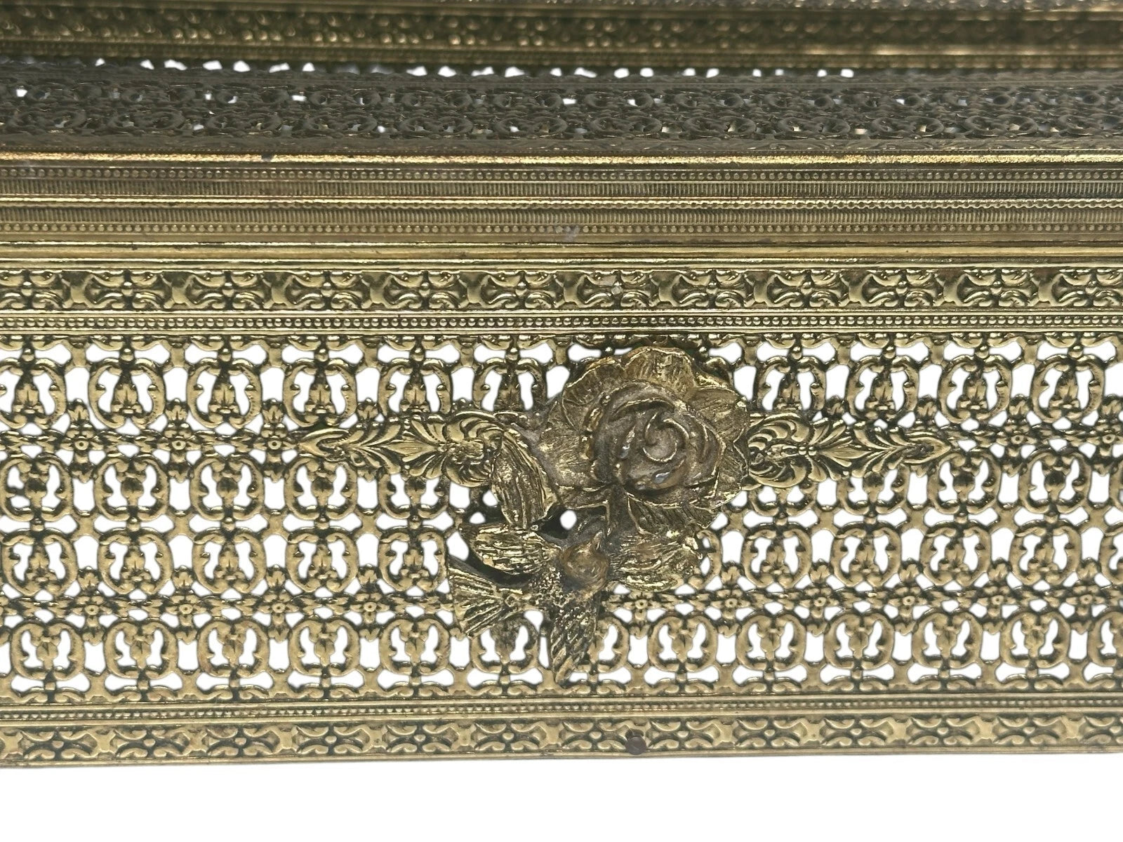 Vintage MCM Hollywood Regency Gold Tone Rose Bird Metal Tissue Box Cover | eBay