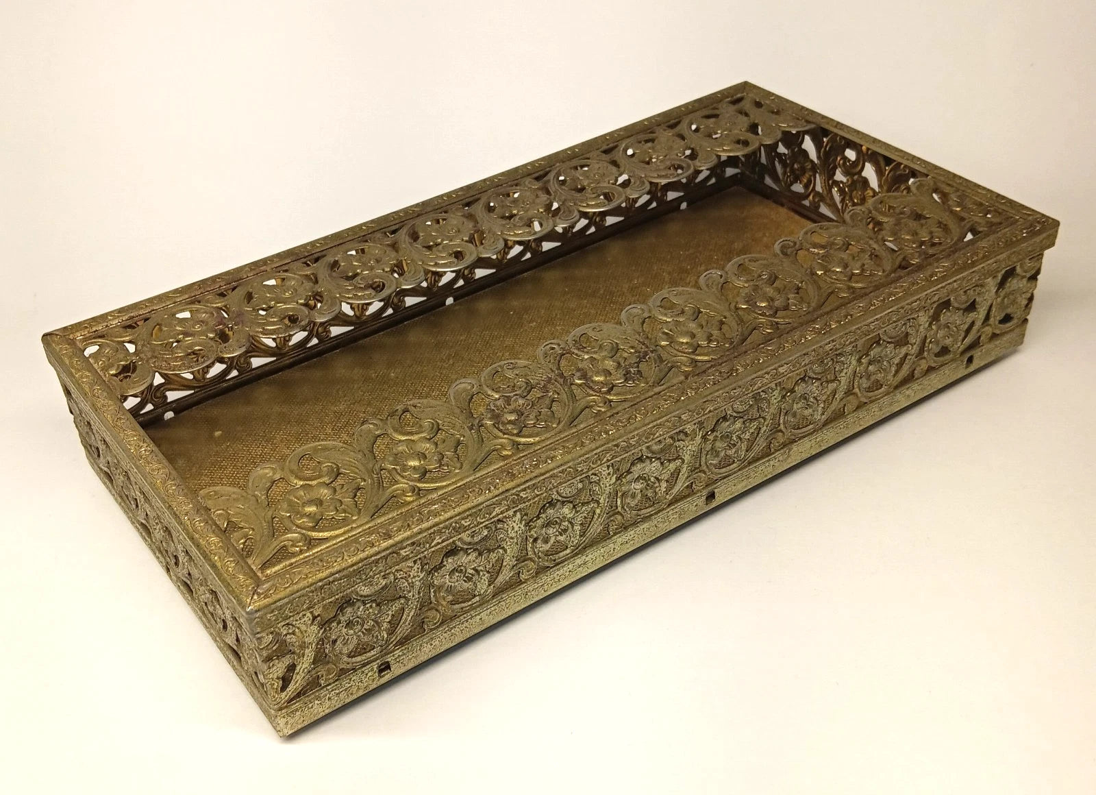 Vintage Gold Colored Metal Tissue Box Flower Rose MCM | eBay