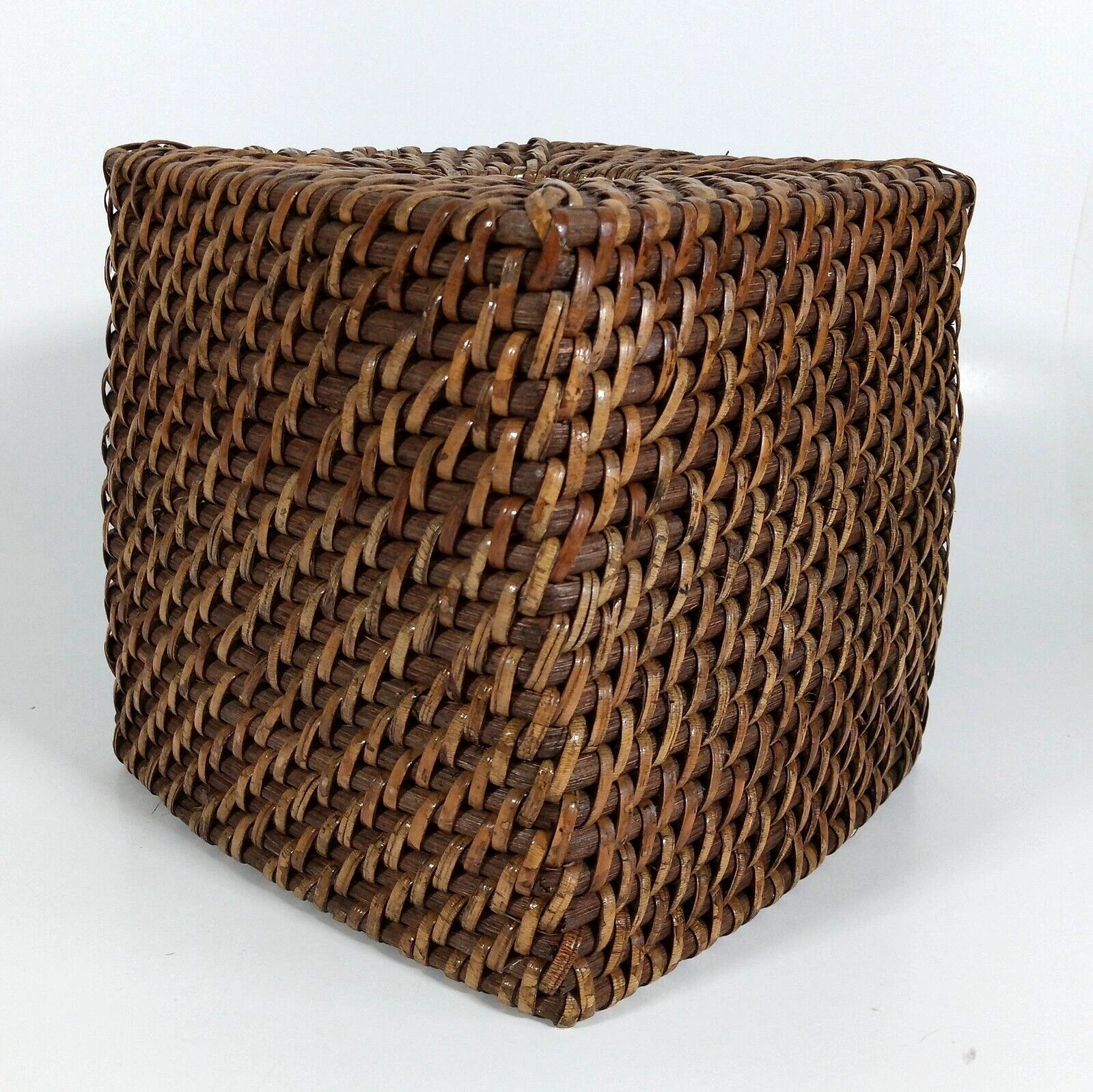 Vintage Wicker Rattan Wood Tissue Box Cover Holder Tropical Coastal Bohemian | eBay