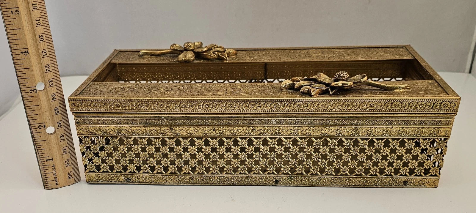 Set of 2 - Vintage Goldtone Metal Decorative Tissue Box Holders MCM | eBay