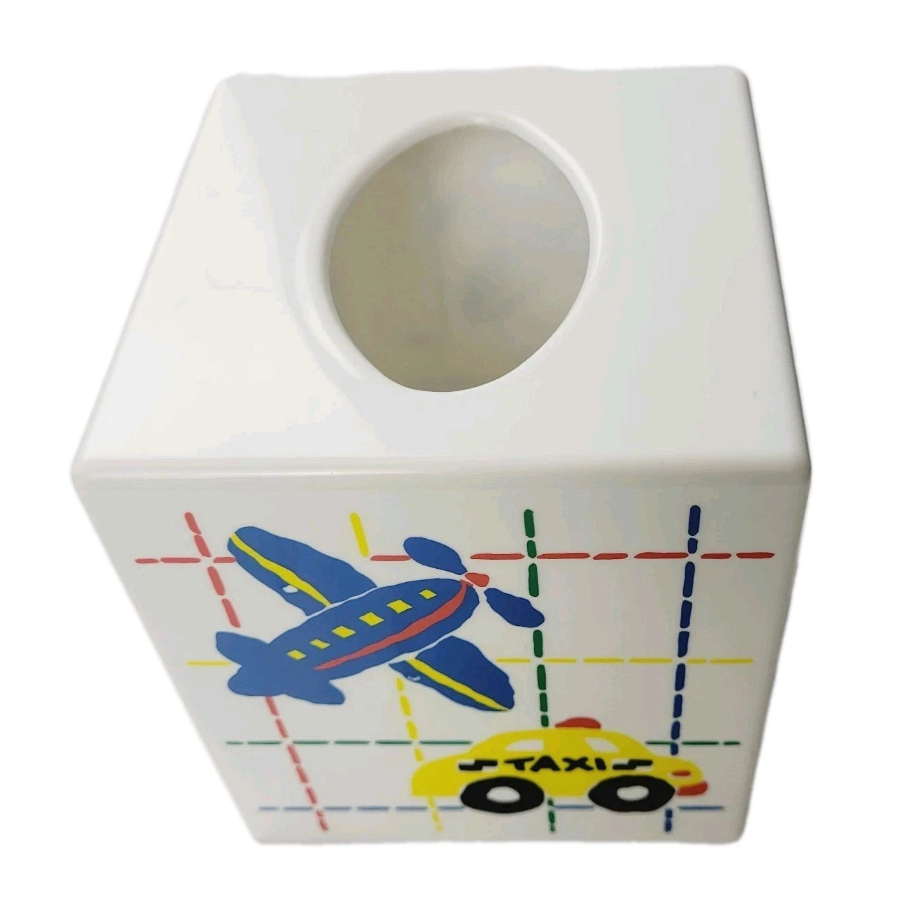 Vintage Tissue Box Cover 80s 90s Airplane Taxi Friends colorful Pop Art Bathroom | eBay