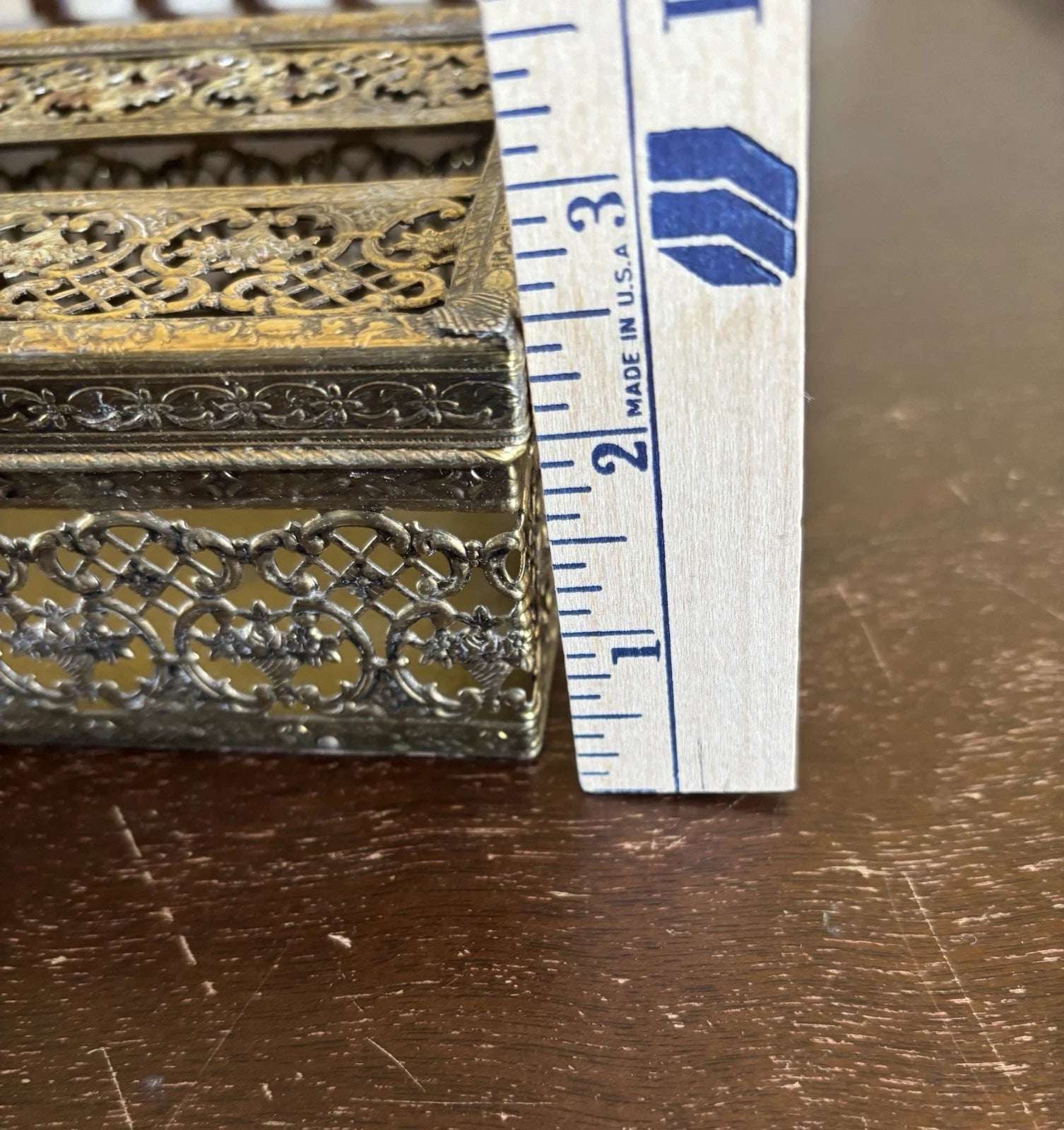 Vintage Gold Tone Metal Filigree Tissue Box Cover Hinged Lid * PLEASE READ * | eBay