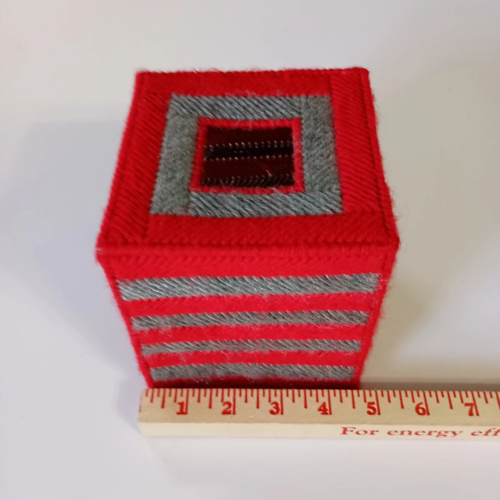 Vintage Needlepoint Kleenex Tissue Box Cover Scarlett And Gray White Block O | eBay