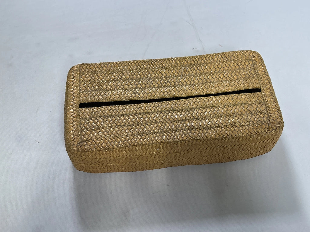 Tan Woven Basket Flat Tissue Box Holder EUC | eBay
